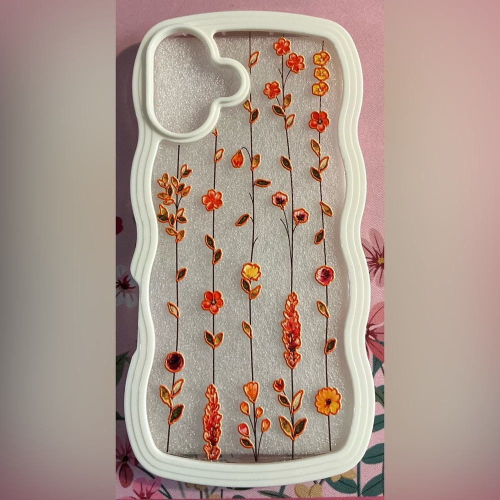 Floral Patterned Phone Case with Orange and Pink Details- I Phone 16 Plus (NWT) - Picture 2 of 4
